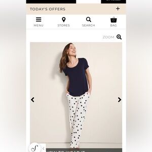 Soma Cool Nights Short Sleeve Pant Set Pajamas - XL